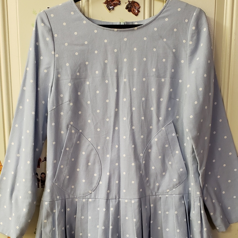 Women Blue Mini Dress Long Sleeve